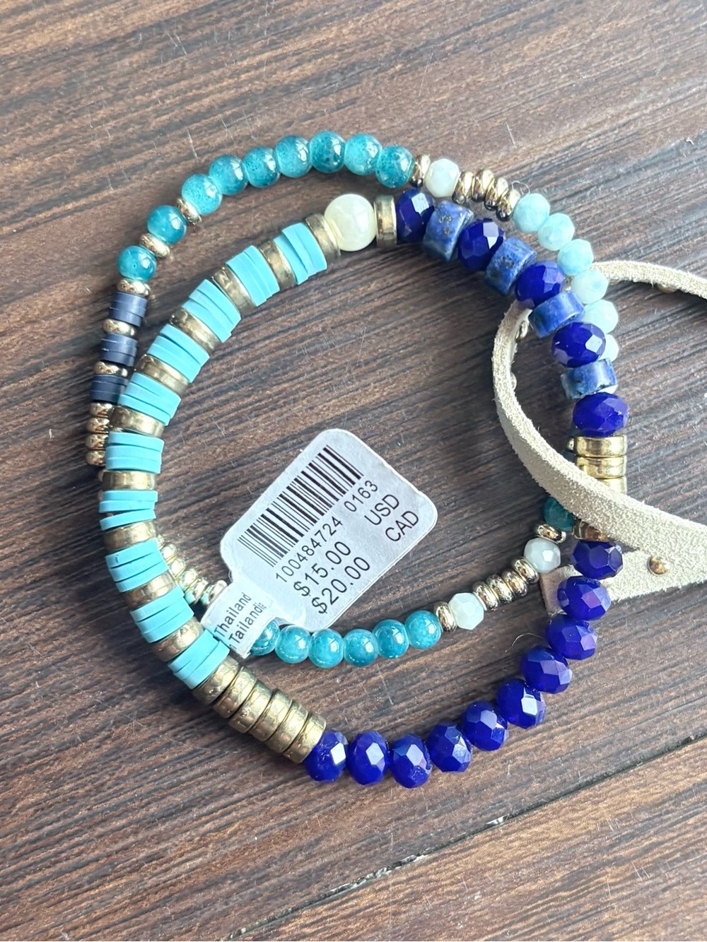NWT Urban Outfitters (2) Turquoise and Cobalt Beaded Wrap Bracelet